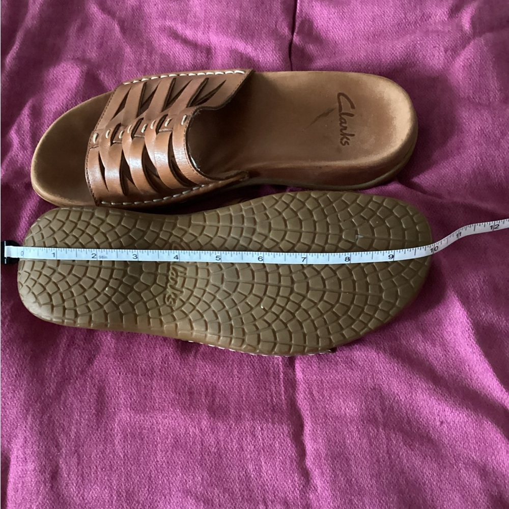 Clarks Artisan Collection Brown Leather Espadrille Slide Sandals size 8 - Picture 5 of 5